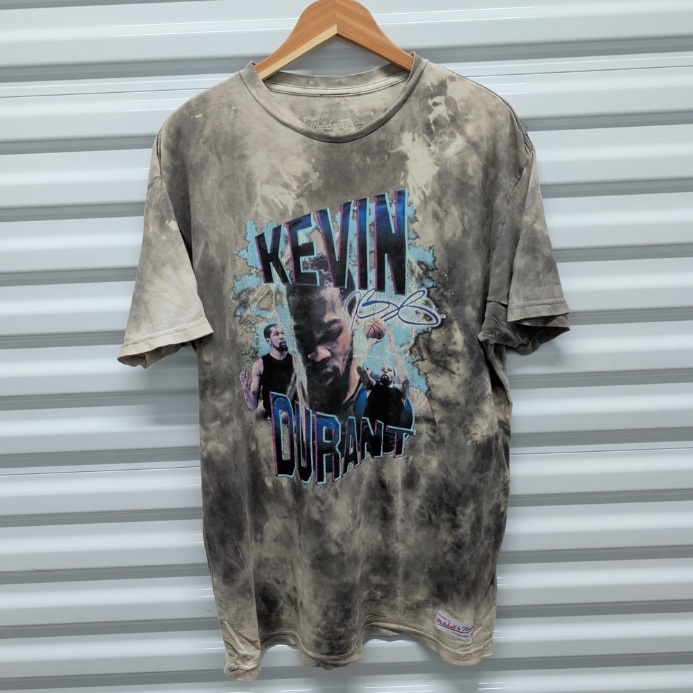 Mitchell & Ness Kevin Durant Size L Mens Grey Tie Dye Acid Wash Graphic T-Shirt — photo 2